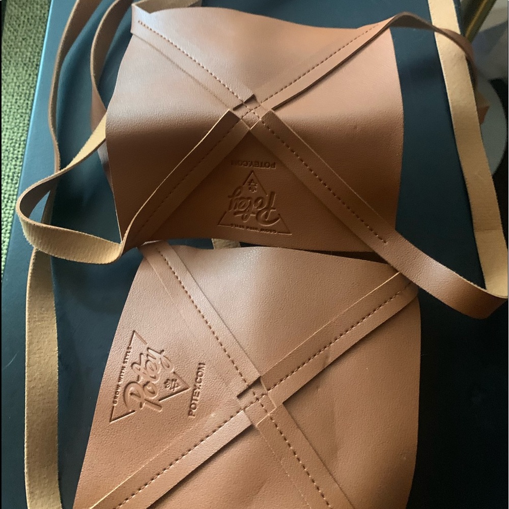 2 vegan leather plant hangers